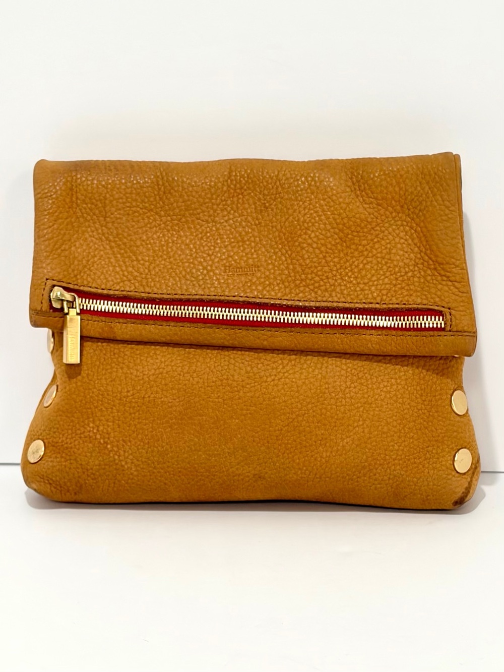 Hammitt VIP Medium In Tan Nubuck/Pewter With Brushed Gold/Red Zip